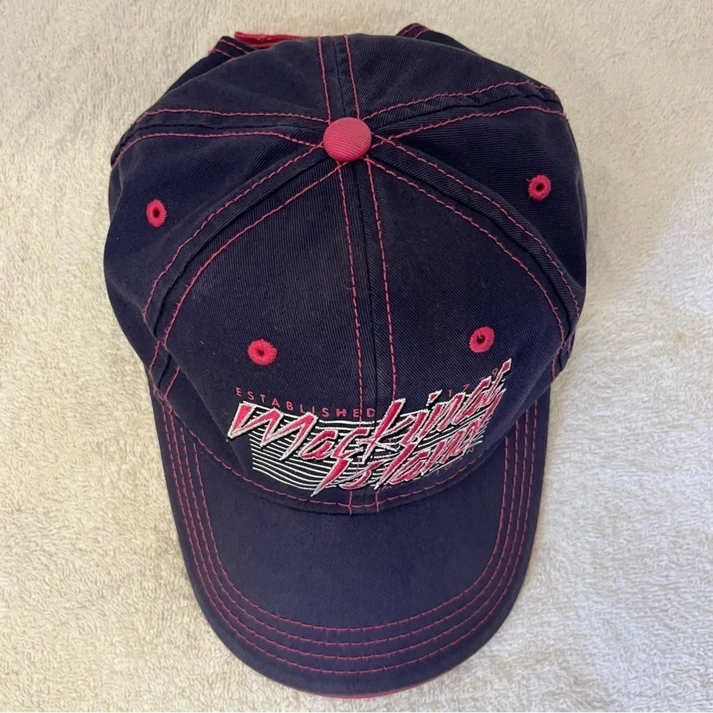 Mackinac Island Navy and Pink Women's Adjustable Cotton Ball Cap